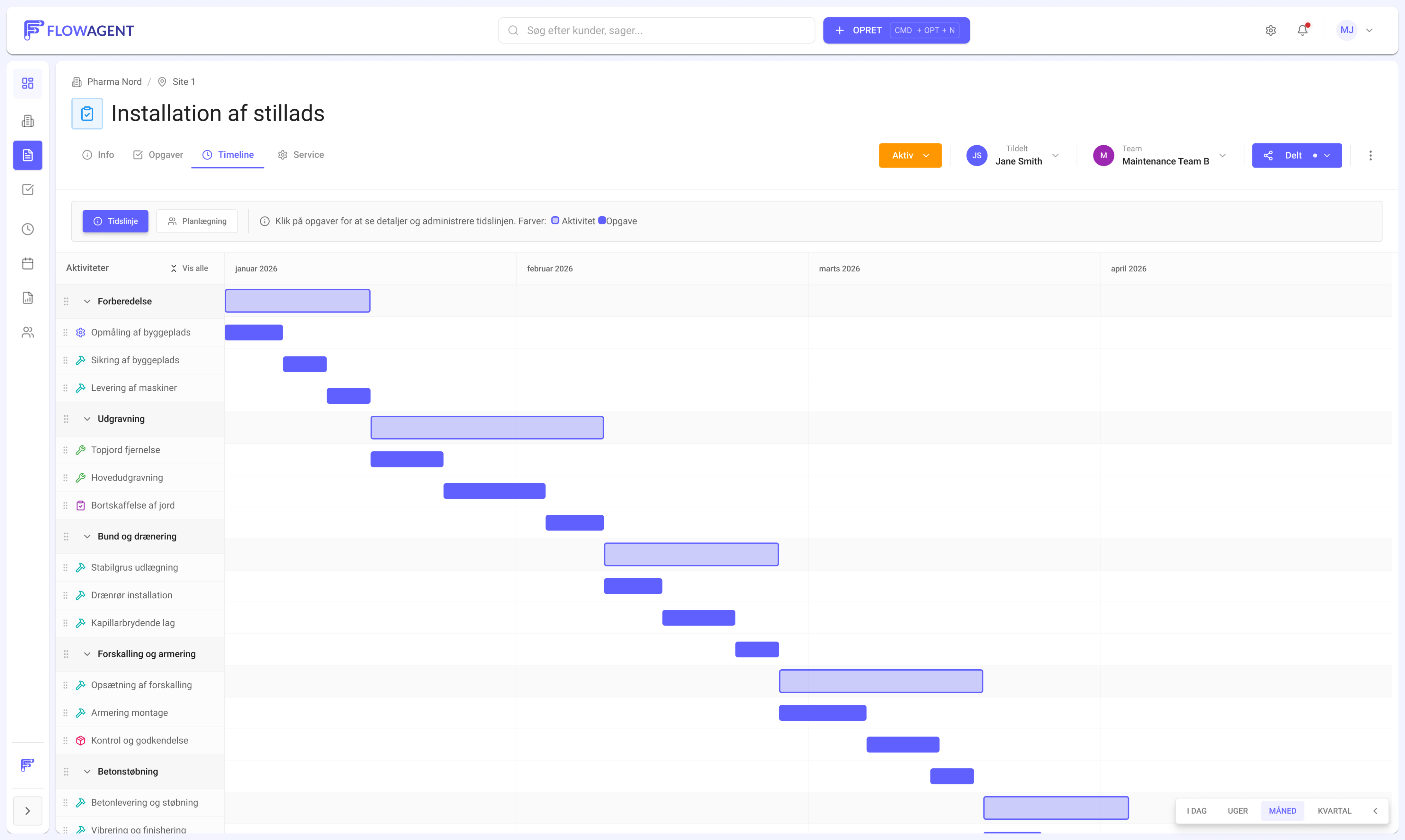 Screenshot fra FlowAgent planning modul