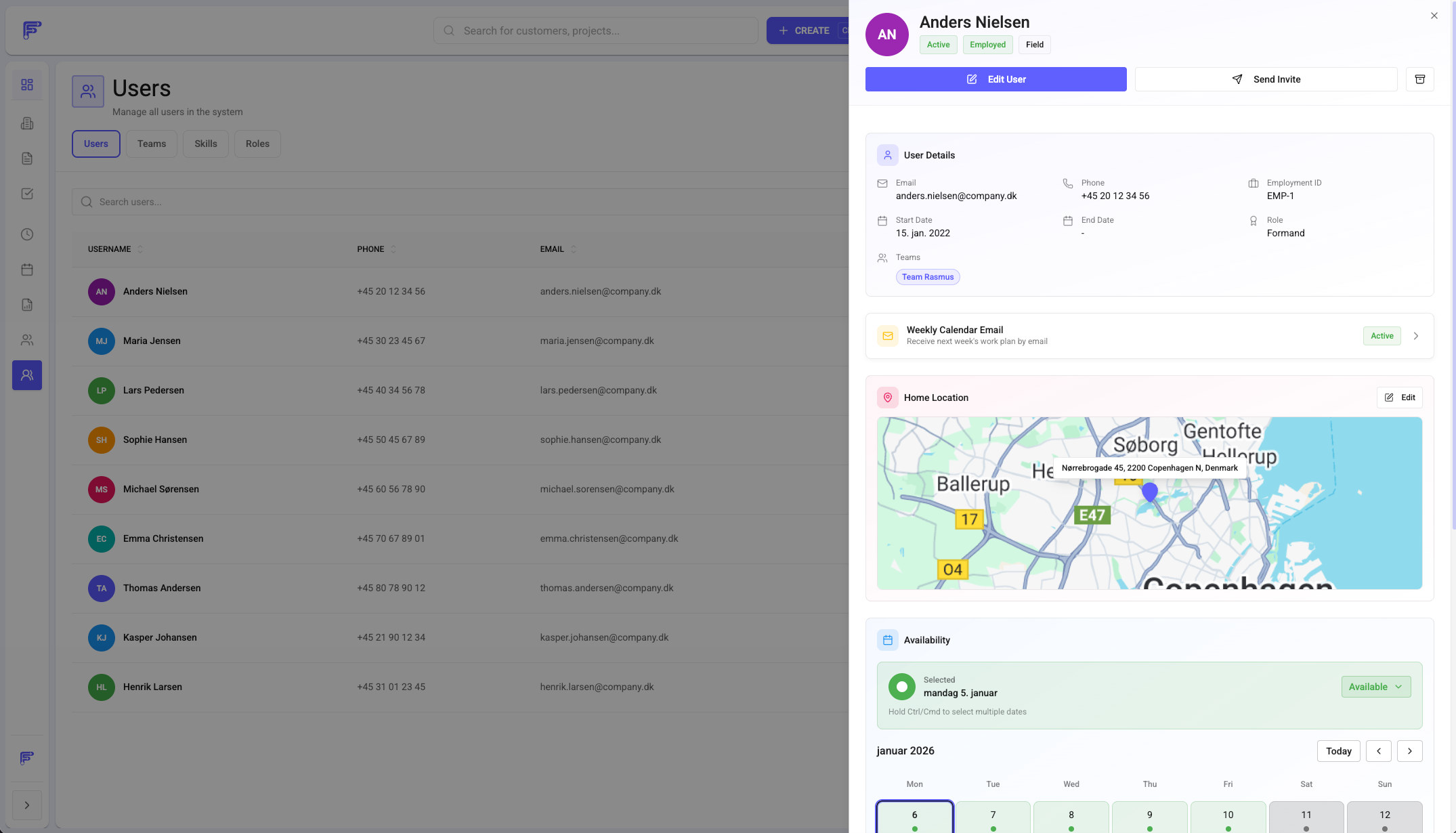 Screenshots af FlowAgent app