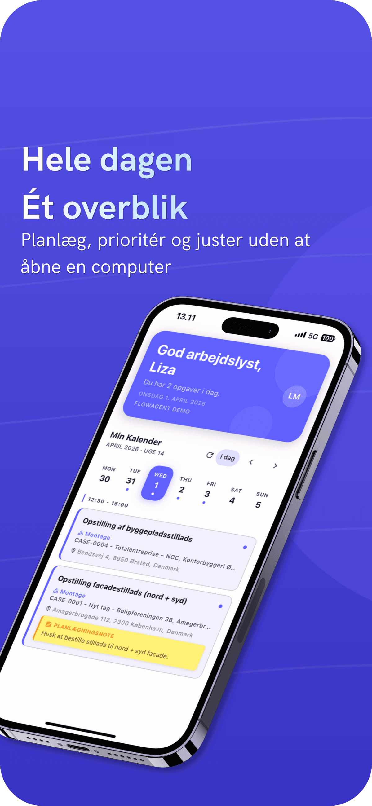 FlowAgent-appen: tidsregistrering