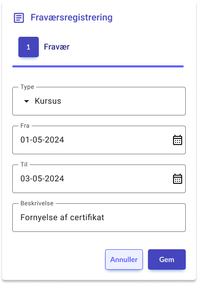 Feature: Fraværsregistrering